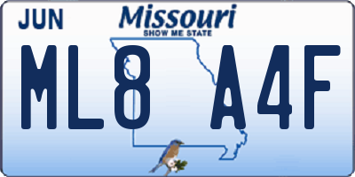 MO license plate ML8A4F