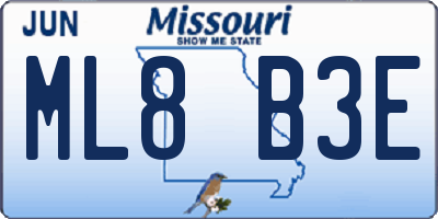 MO license plate ML8B3E