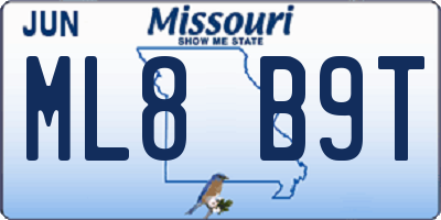 MO license plate ML8B9T