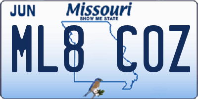 MO license plate ML8C0Z