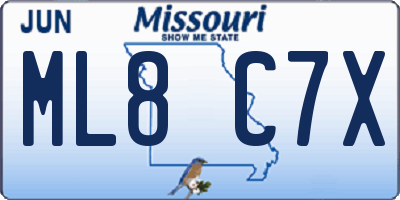 MO license plate ML8C7X