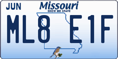MO license plate ML8E1F
