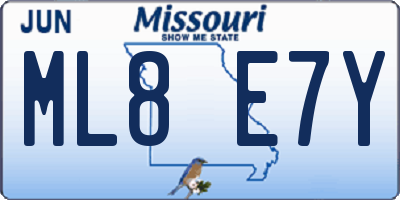 MO license plate ML8E7Y