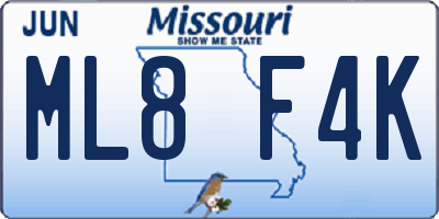 MO license plate ML8F4K