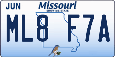 MO license plate ML8F7A