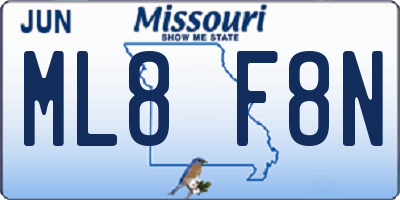 MO license plate ML8F8N
