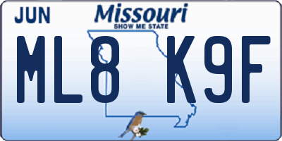 MO license plate ML8K9F