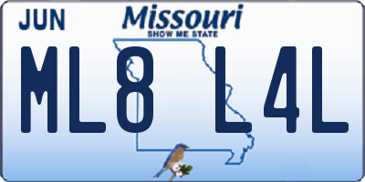 MO license plate ML8L4L