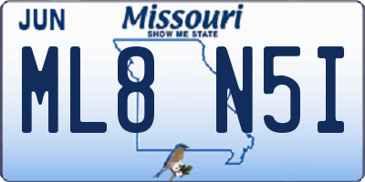 MO license plate ML8N5I