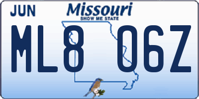 MO license plate ML8O6Z