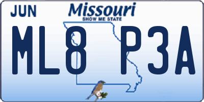 MO license plate ML8P3A
