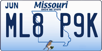 MO license plate ML8P9K