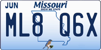 MO license plate ML8Q6X