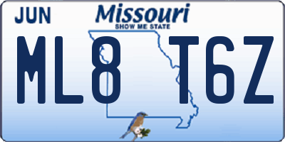 MO license plate ML8T6Z