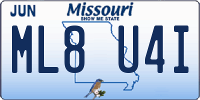 MO license plate ML8U4I