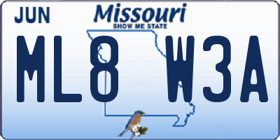 MO license plate ML8W3A