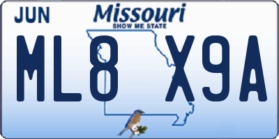 MO license plate ML8X9A