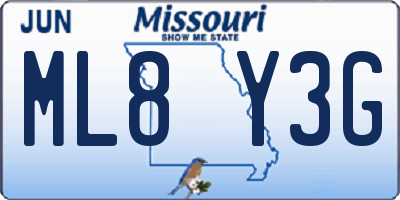 MO license plate ML8Y3G