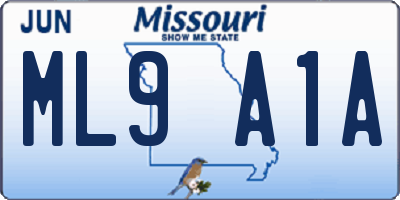 MO license plate ML9A1A