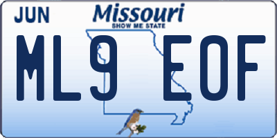 MO license plate ML9E0F