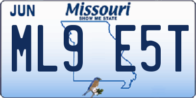 MO license plate ML9E5T