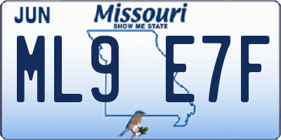 MO license plate ML9E7F