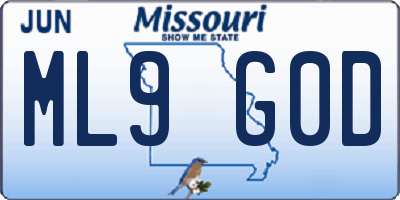MO license plate ML9G0D