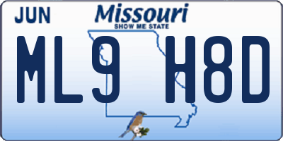 MO license plate ML9H8D