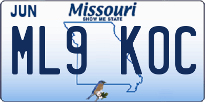MO license plate ML9K0C