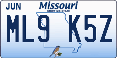 MO license plate ML9K5Z