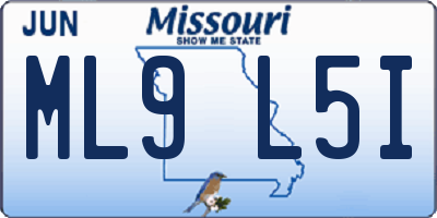 MO license plate ML9L5I