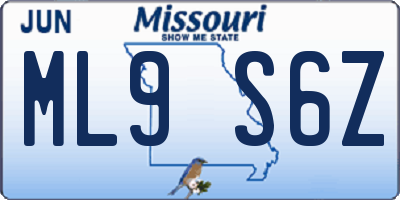 MO license plate ML9S6Z