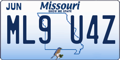 MO license plate ML9U4Z