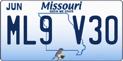 MO license plate ML9V3O