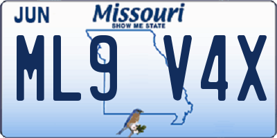 MO license plate ML9V4X