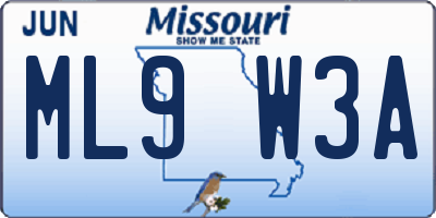 MO license plate ML9W3A