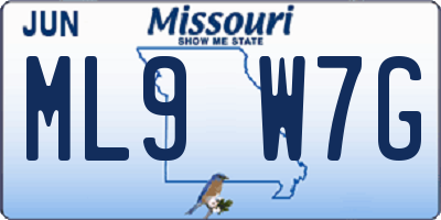 MO license plate ML9W7G