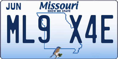 MO license plate ML9X4E