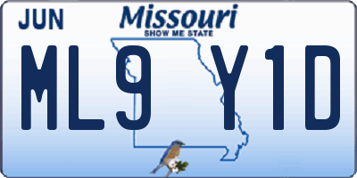 MO license plate ML9Y1D