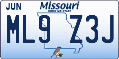 MO license plate ML9Z3J