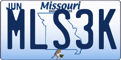 MO license plate MLS3K