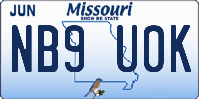 MO license plate NB9U0K