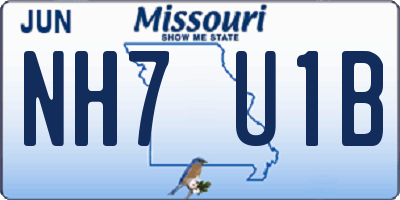 MO license plate NH7U1B