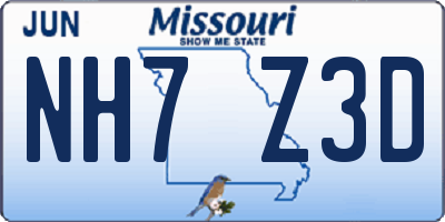 MO license plate NH7Z3D