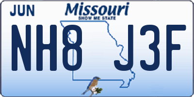 MO license plate NH8J3F