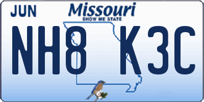 MO license plate NH8K3C