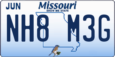 MO license plate NH8M3G