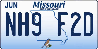 MO license plate NH9F2D