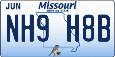 MO license plate NH9H8B