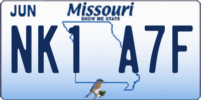MO license plate NK1A7F